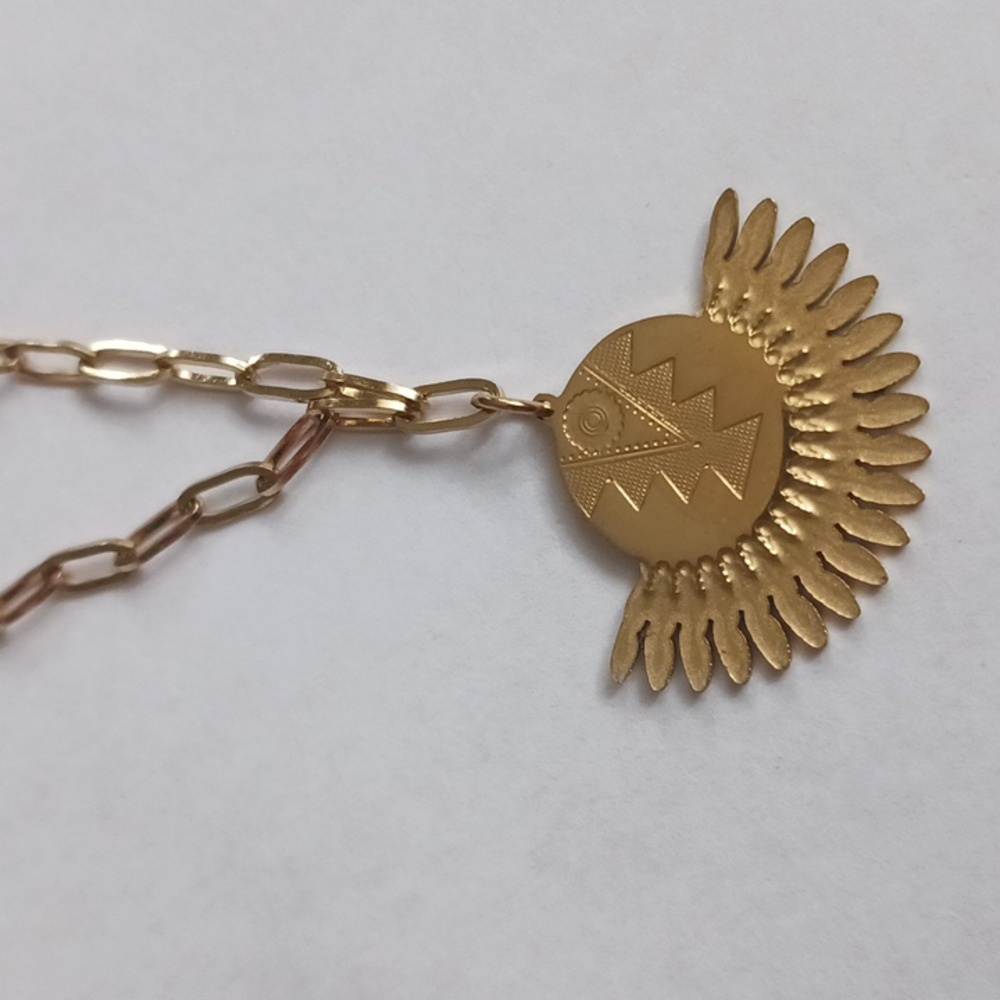 Gold Aztec Design Necklace - Picture 2 of 4